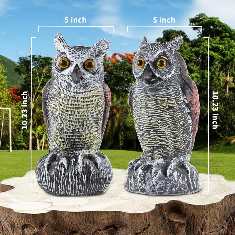 Hedoc 2 Pack Fake Owl Decoys to Scare Birds Away from Gardens and Rooftop, Long-Eared Owl Bird Deterrents, Nature Scarecrow Plastic Owls Pest Repellent, Owl Statue for Garden Decor, Yard Decoration - Image 4